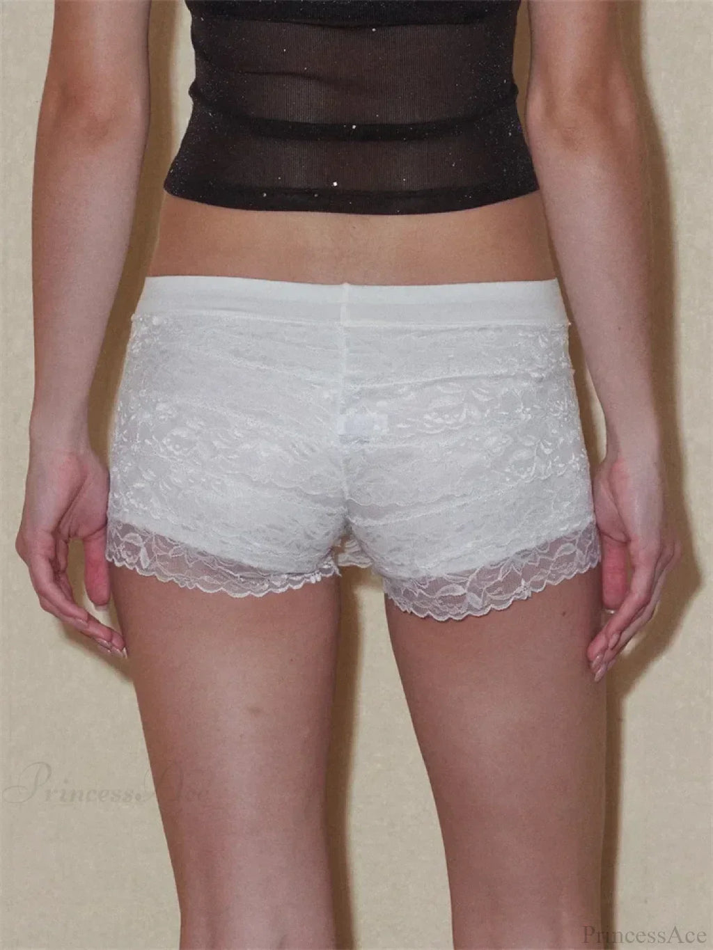 Solid Lace Layered Ruffle Short image 2