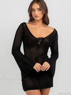 Solid Lace Up Bikini Cover Up image 1