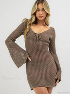 Solid Lace Up Bikini Cover Up image 3