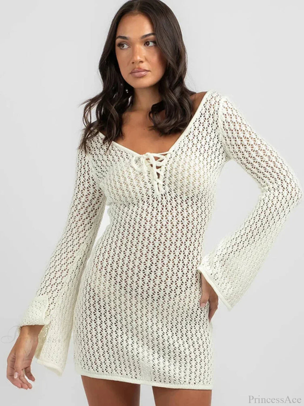 Solid Lace Up Bikini Cover Up image 5
