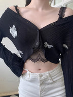 Solid Lantern Sleeve Button Down Knit Cardigan image 7