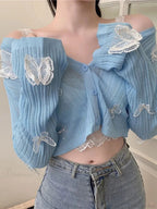 Solid Lantern Sleeve Button Down Knit Cardigan image 4