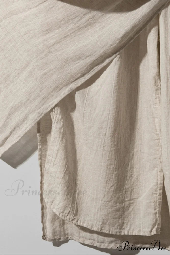 Solid Linen Midi Skirt with Pockets image 6