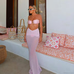Solid Long Skirt Three Piece Swimsuit image 2