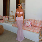 Solid Long Skirt Three Piece Swimsuit image 1