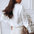 Solid Long Sleeve White Cotton Blouse image 3