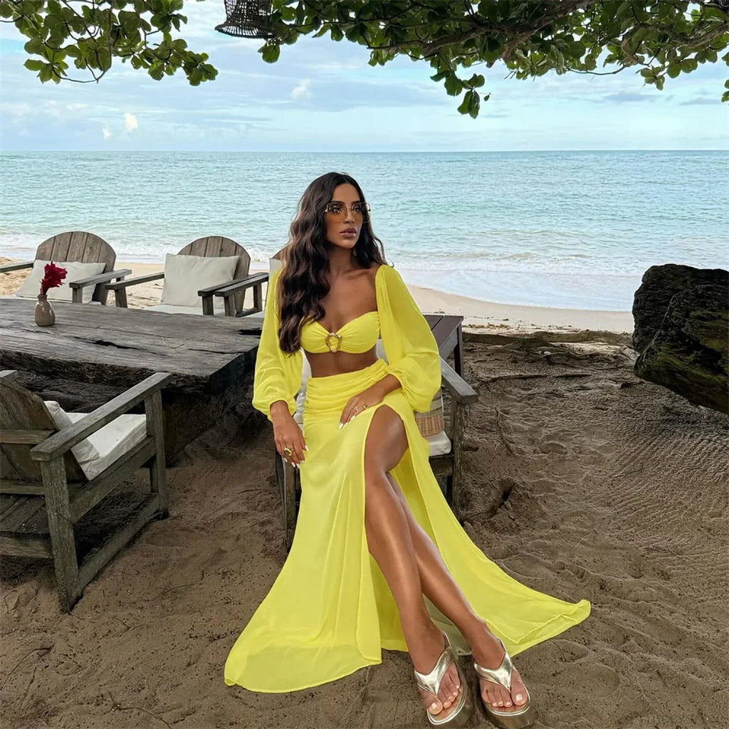 Solid Micro Bodysuit Three Piece Swimsuit image 3
