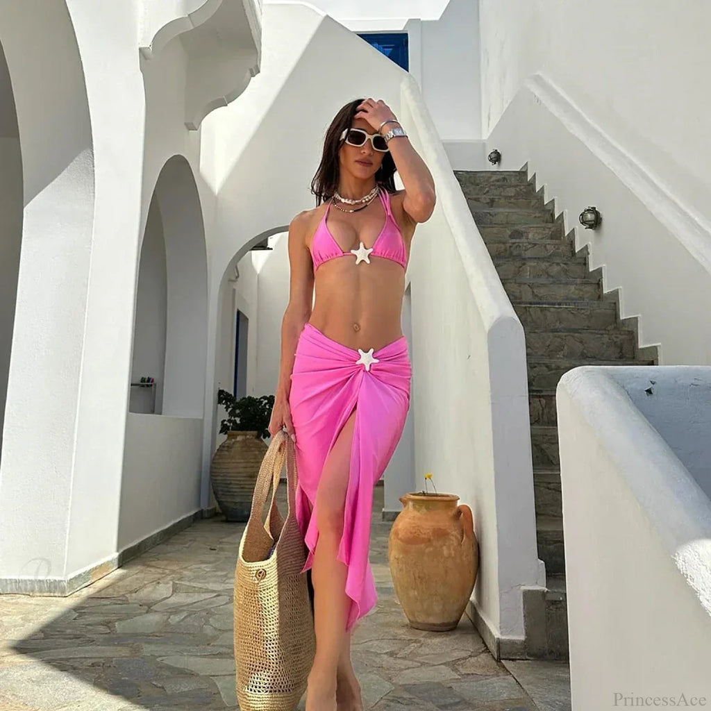 Solid Micro Skirt Three Piece Swimsuit image 1