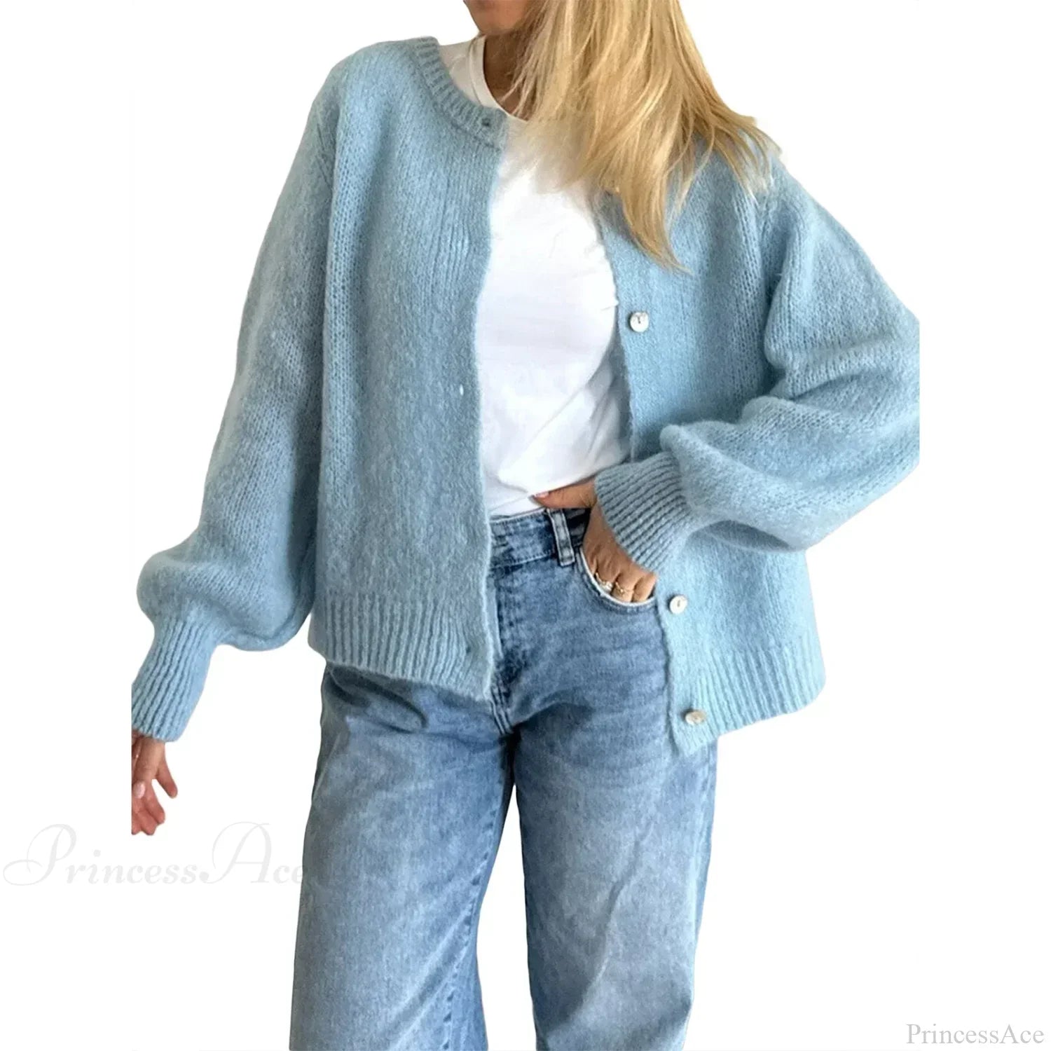 Solid O-neck Cropped Knitted Cardigan image 8