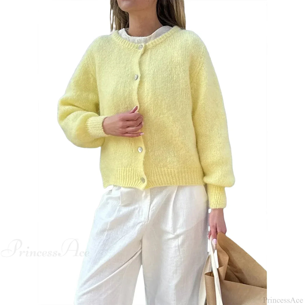 Solid O-neck Cropped Knitted Cardigan image 7