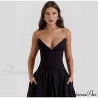 Solid Off-shoulder Chic Backless Strapless High-waisted Elegant Maxi Dress image 5