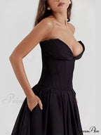 Solid Off-shoulder Chic Backless Strapless High-waisted Elegant Maxi Dress image 3