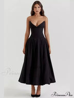 Solid Off-shoulder Chic Backless Strapless High-waisted Elegant Maxi Dress image 2