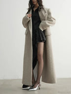 Solid Patchwork Long Sleeve Overcoat image 2