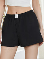Solid Plaid Elastic Waist Short image 6