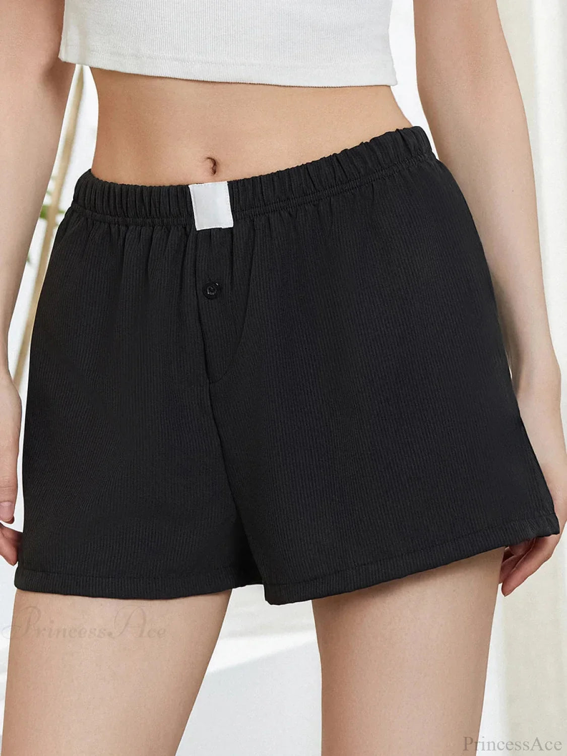 Solid Plaid Elastic Waist Short image 6