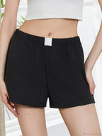 Solid Plaid Elastic Waist Short image 7