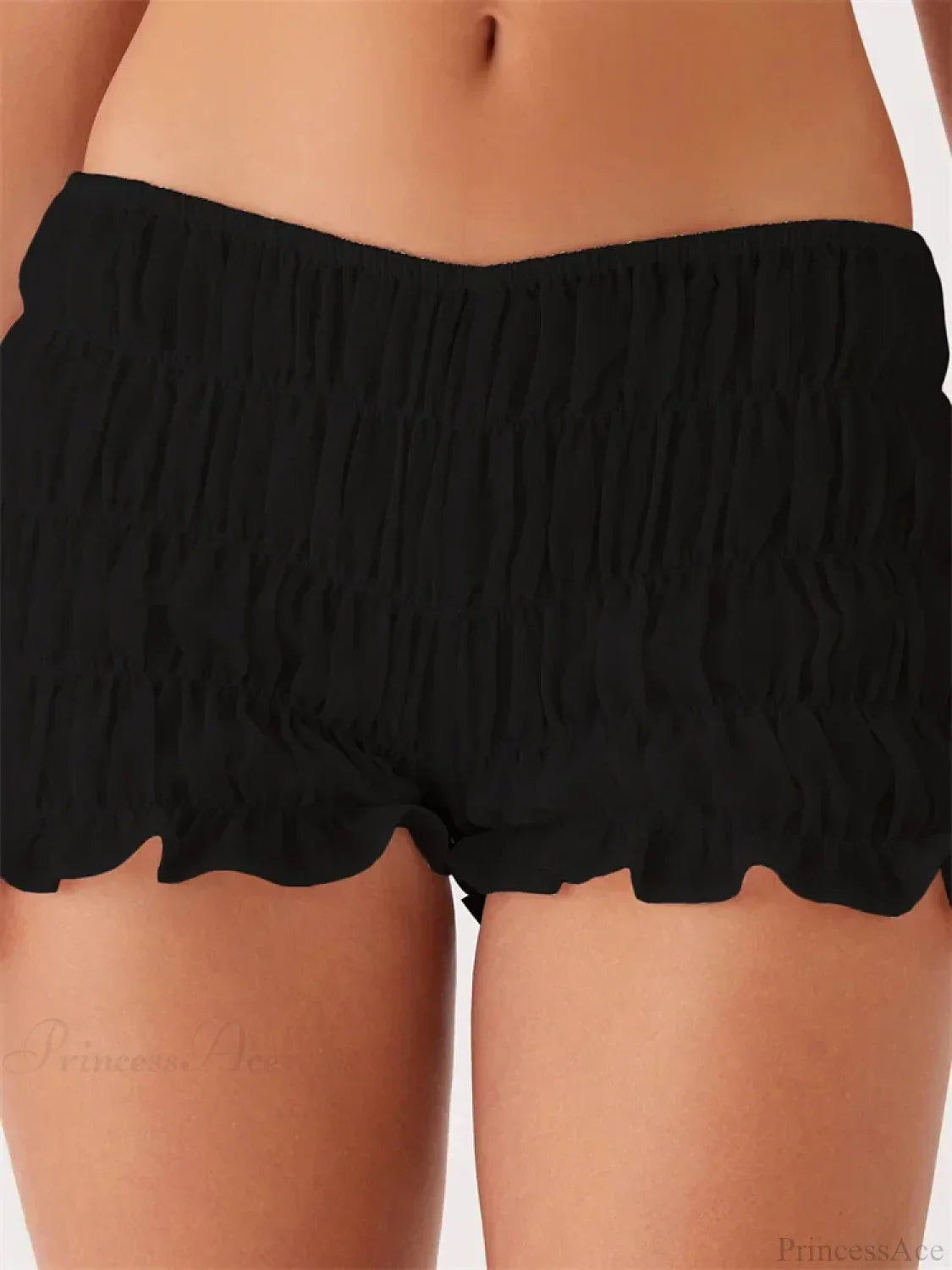 Solid Plaid Ruched Slim Short image 4
