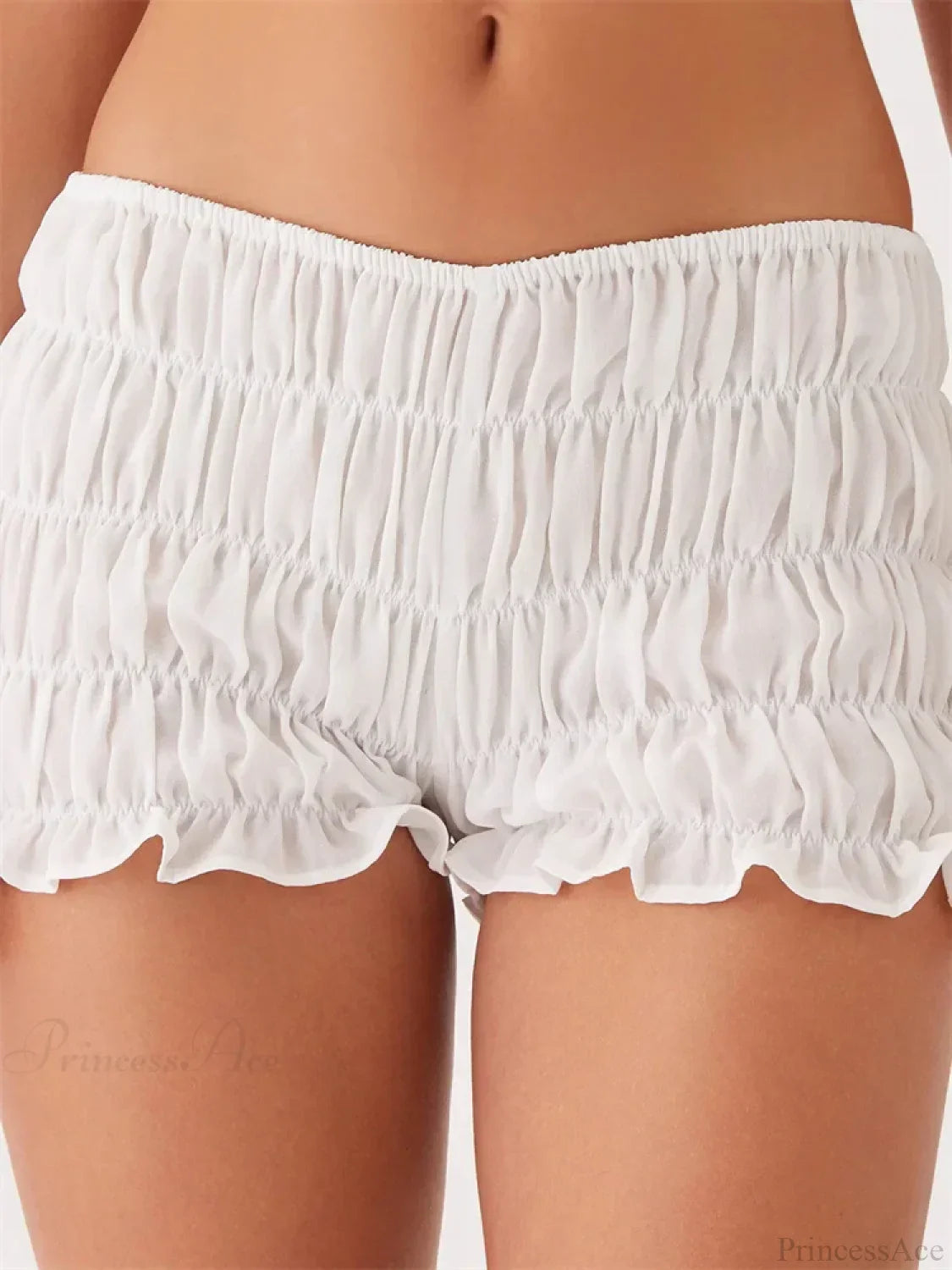Solid Plaid Ruched Slim Short image 1