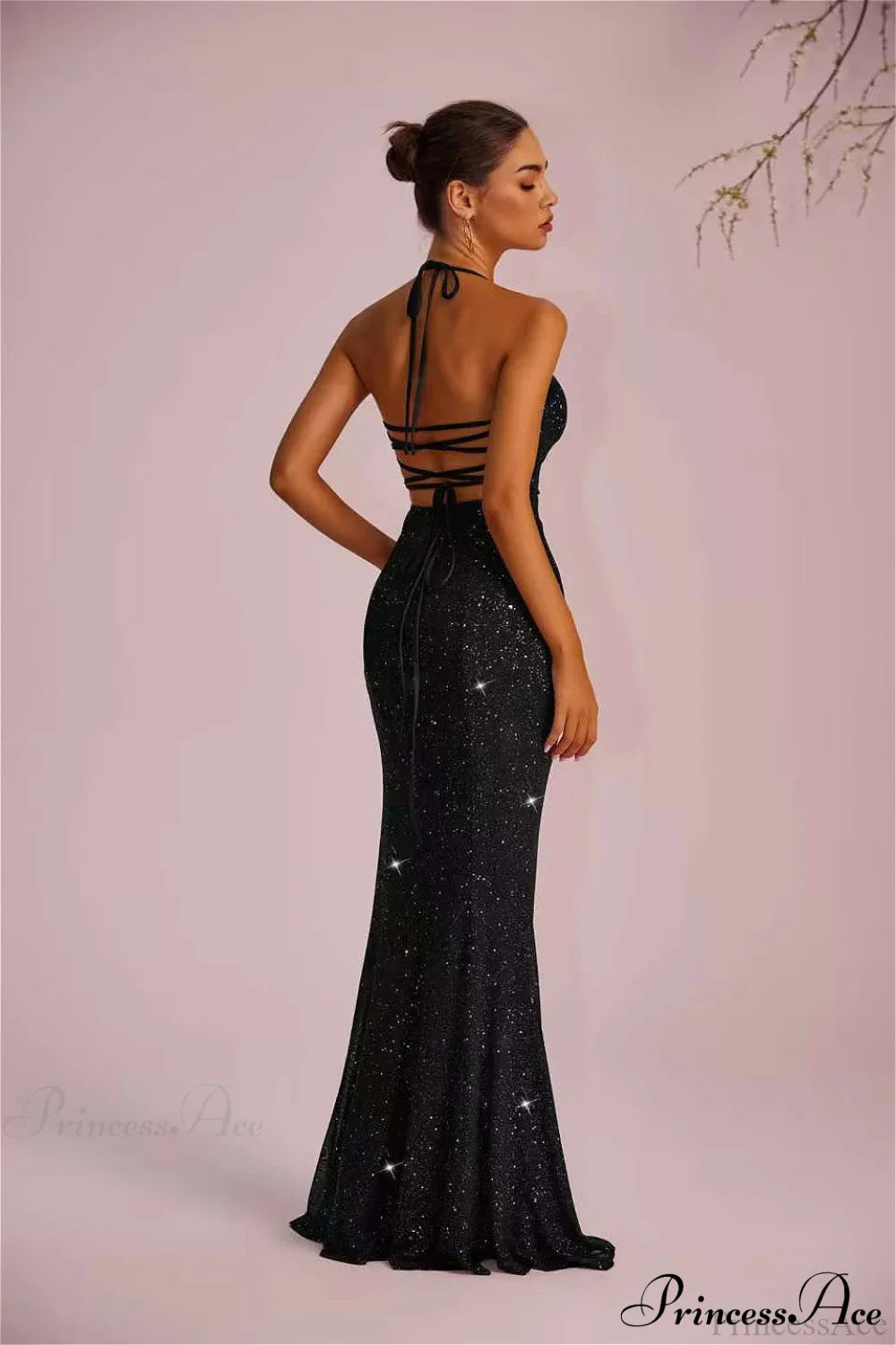 Solid Plunging Backless Slit Fitted Maxi Party Dress image 9