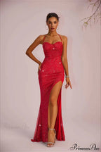 Solid Plunging Backless Slit Fitted Maxi Party Dress image 4