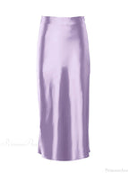 Solid Purple Satin Silk Skirt image 15