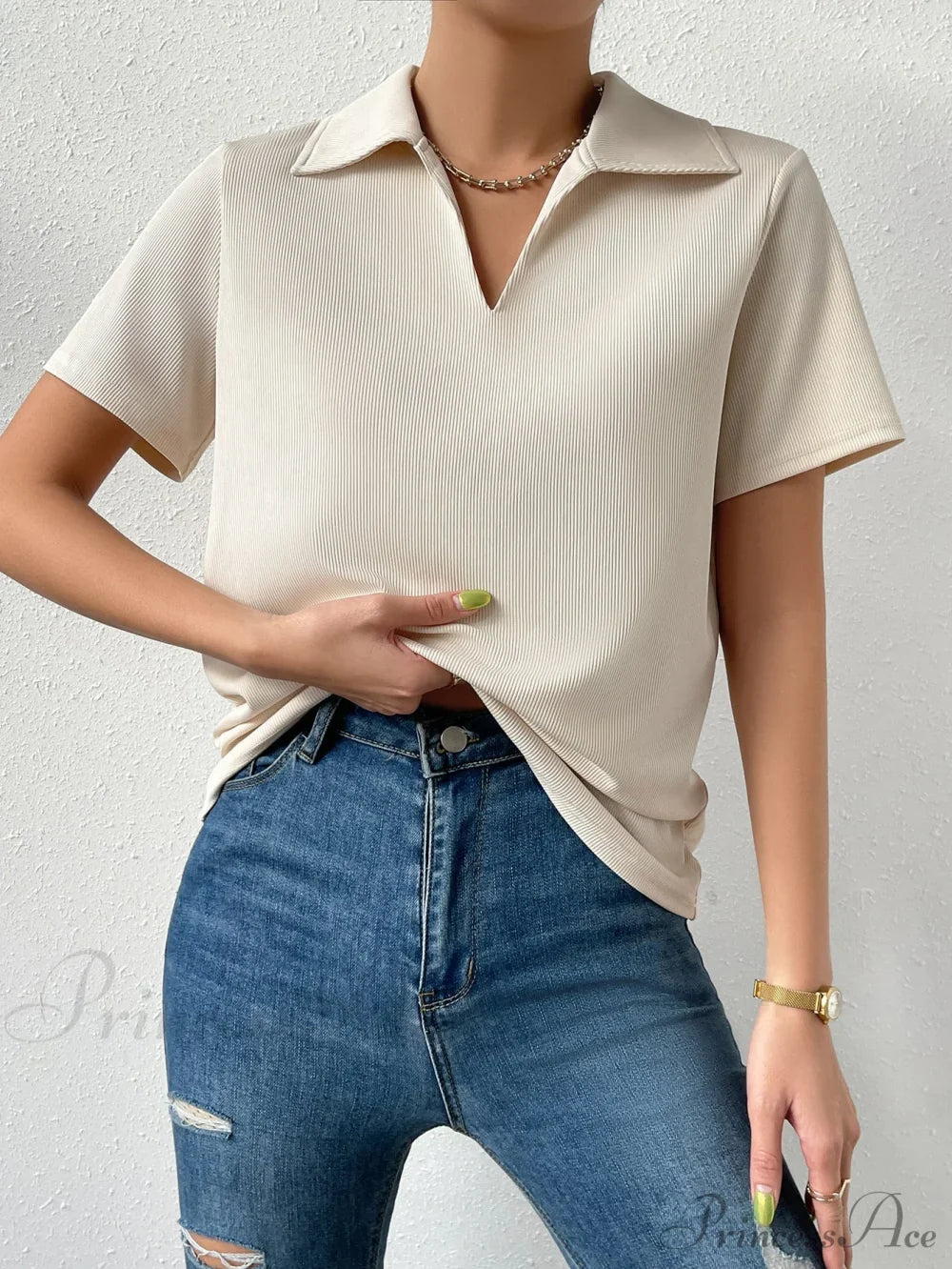 Solid Ribbed Knit Tee image 4