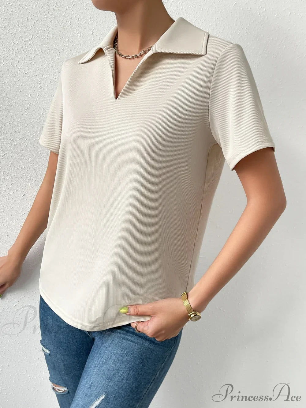 Solid Ribbed Knit Tee image 5