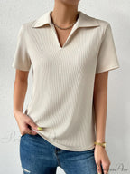 Solid Ribbed Knit Tee image 3
