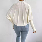 Solid Round Neck Batball Sleeve Loose Sweater image 2