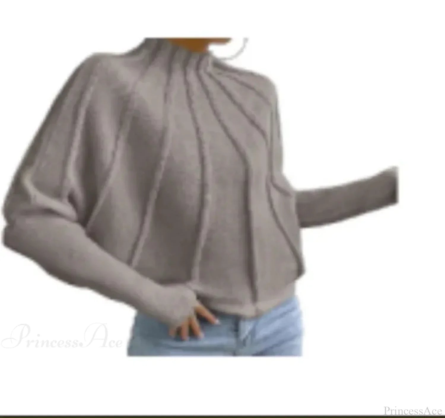 Solid Round Neck Batball Sleeve Loose Sweater image 10