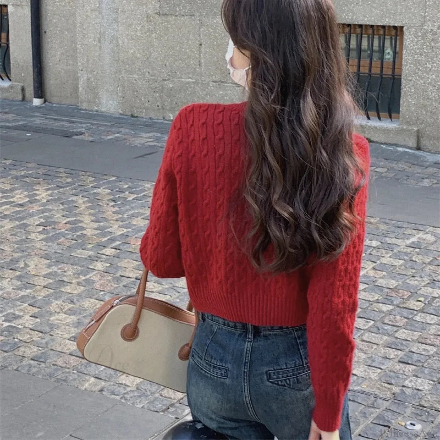 Solid Round Neck Single Breasted 2000s Style Knit Cardigan image 2