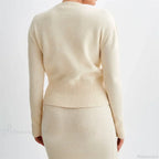 Solid Round Neck Single Breasted Y2K Style Knit Cardigan image 6