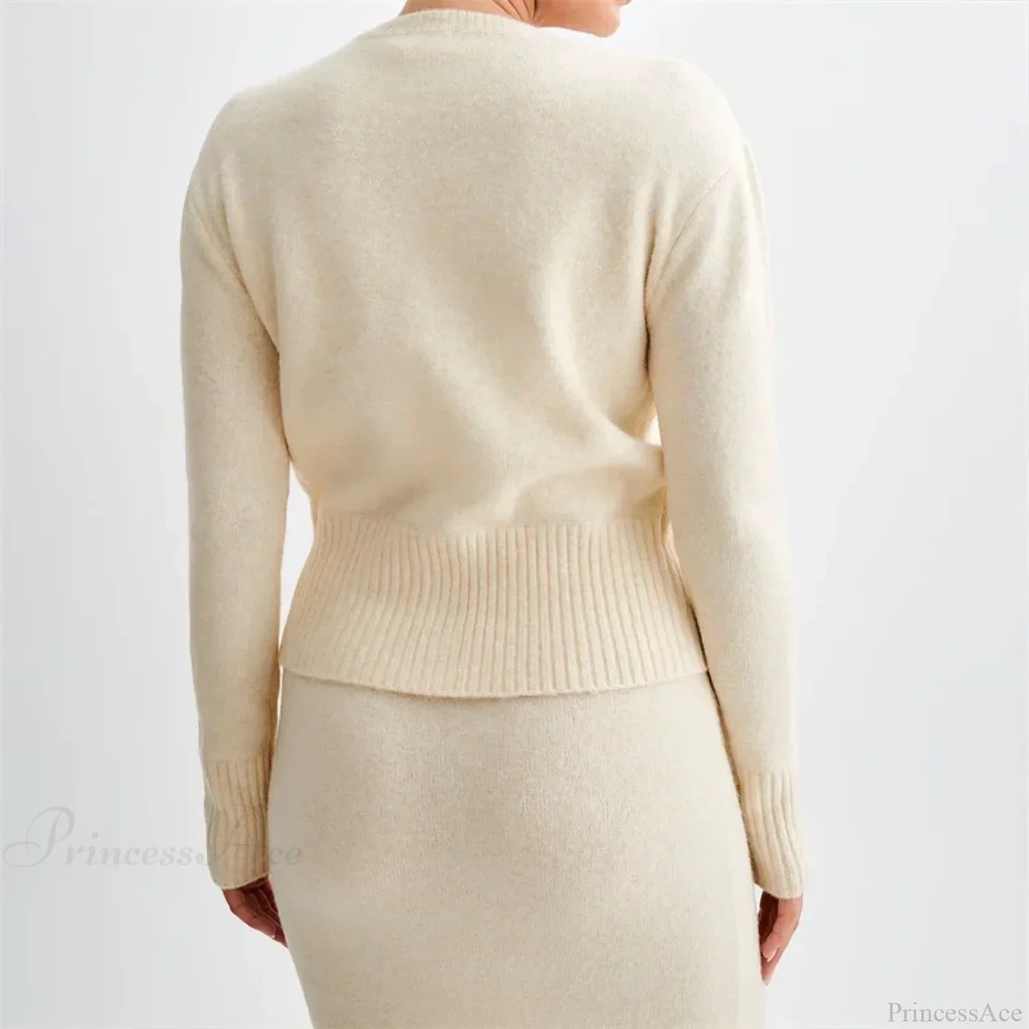 Solid Round Neck Single Breasted Y2K Style Knit Cardigan image 6