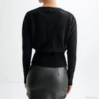 Solid Round Neck Single Breasted Y2K Style Knit Cardigan image 4