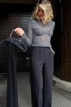 Solid Round Neck Thin Bodycon Sweater image 4