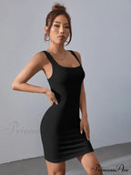 Solid Square Neck Tank Dress image 3