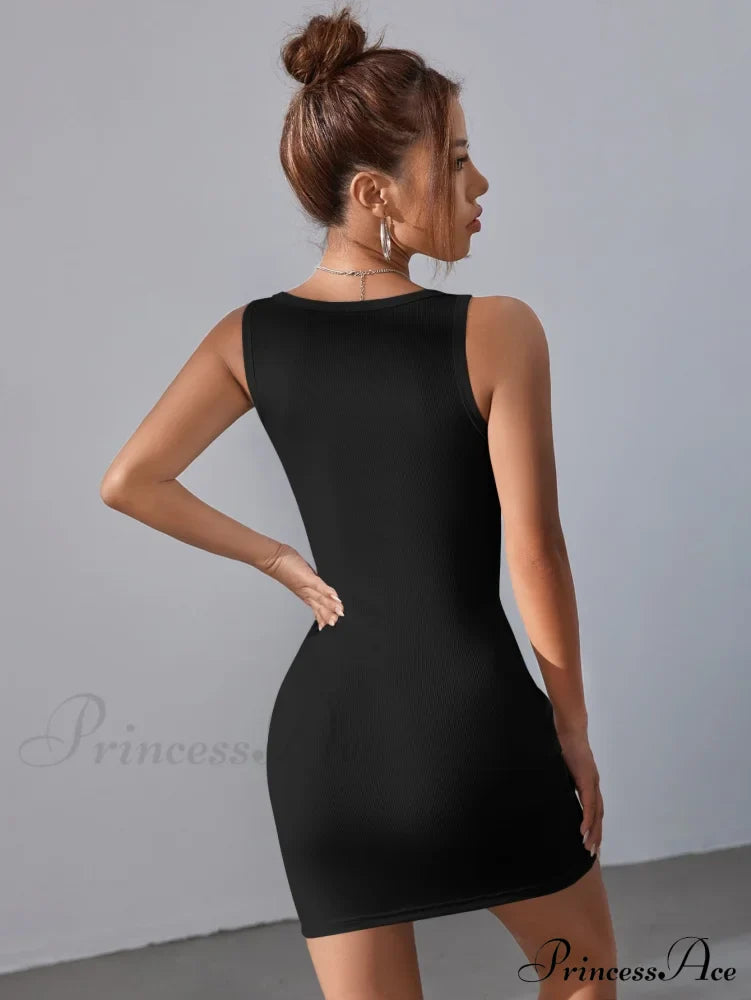 Solid Square Neck Tank Dress image 2