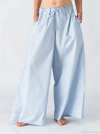 Solid/Striped Baggy Drawstring Casual Wide Pant image 5