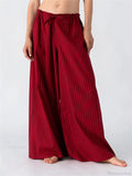 Solid/Striped Baggy Drawstring Casual Wide Pant image 2