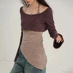 Solid Tank Tie-Up Halter Backless Long Sleeve Knit Top image 4