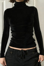 Solid Turtleneck Slim Minimalist Long Sleeve Tee image 5