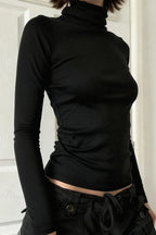 Solid Turtleneck Slim Minimalist Long Sleeve Tee image 6
