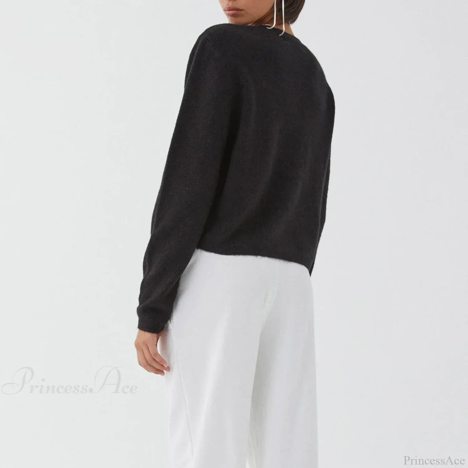 Solid Vintage Round Neck Button Cardigan image 5