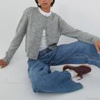 Solid Vintage Round Neck Button Cardigan image 1