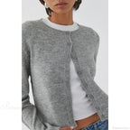 Solid Vintage Round Neck Button Cardigan image 2