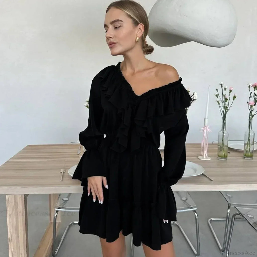 Solid White Cotton Rayon Long Sleeve Ruffle Dress image 6