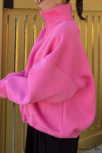 Solid Zipped Lapel Sweatshirt image 2