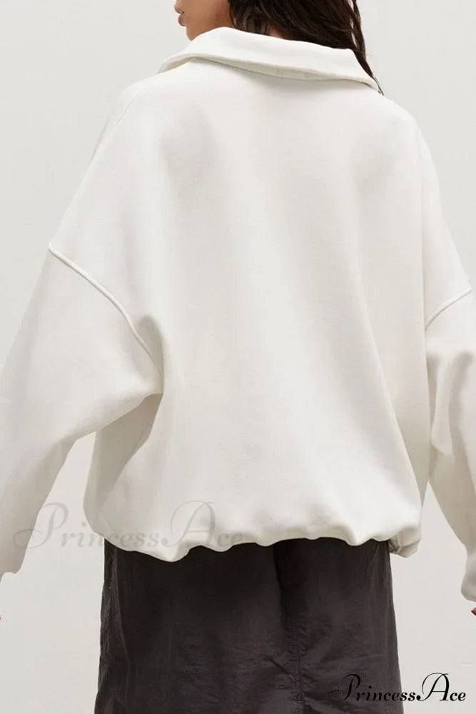 Solid Zipped Lapel Sweatshirt image 6