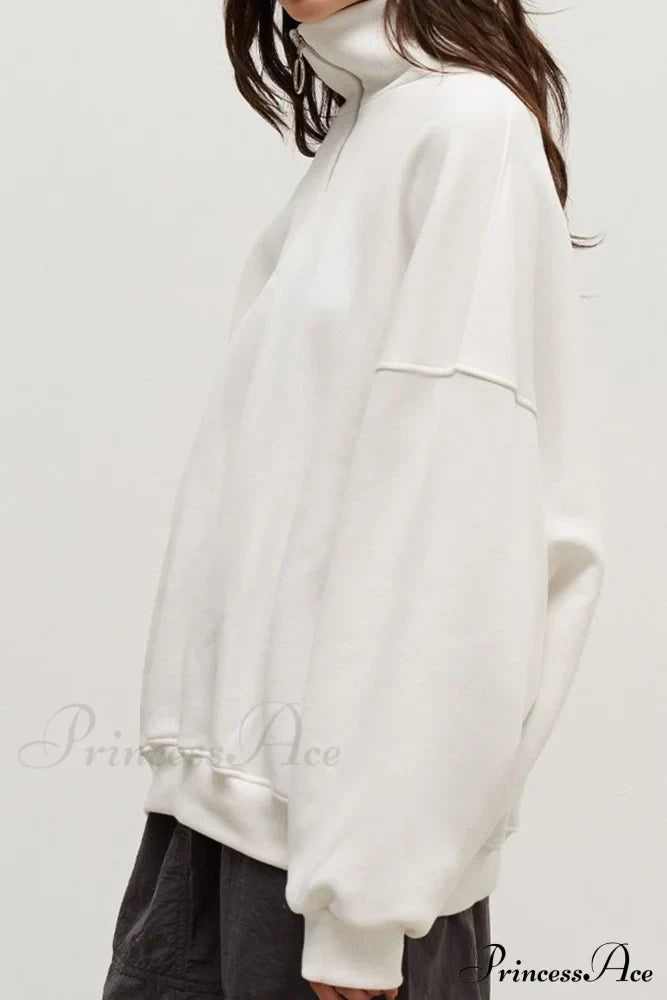 Solid Zipped Lapel Sweatshirt image 5